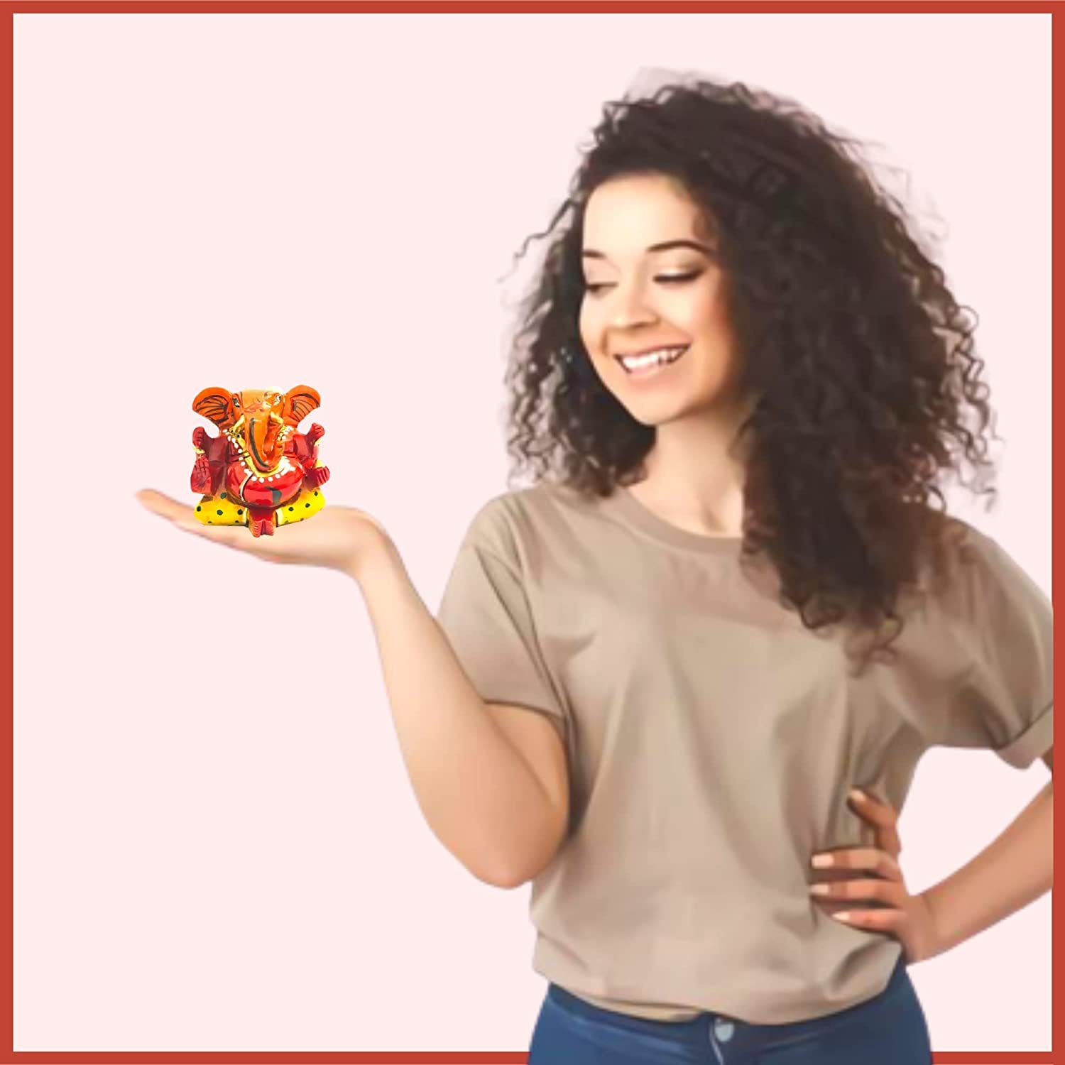 Santarms multicolor wooden Ganesha murti handmade in Jaipur