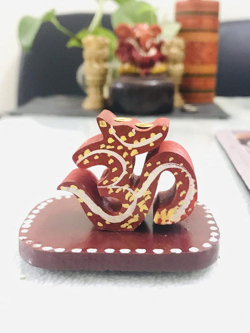 Santarms wooden Om agarbatti stand handcrafted design