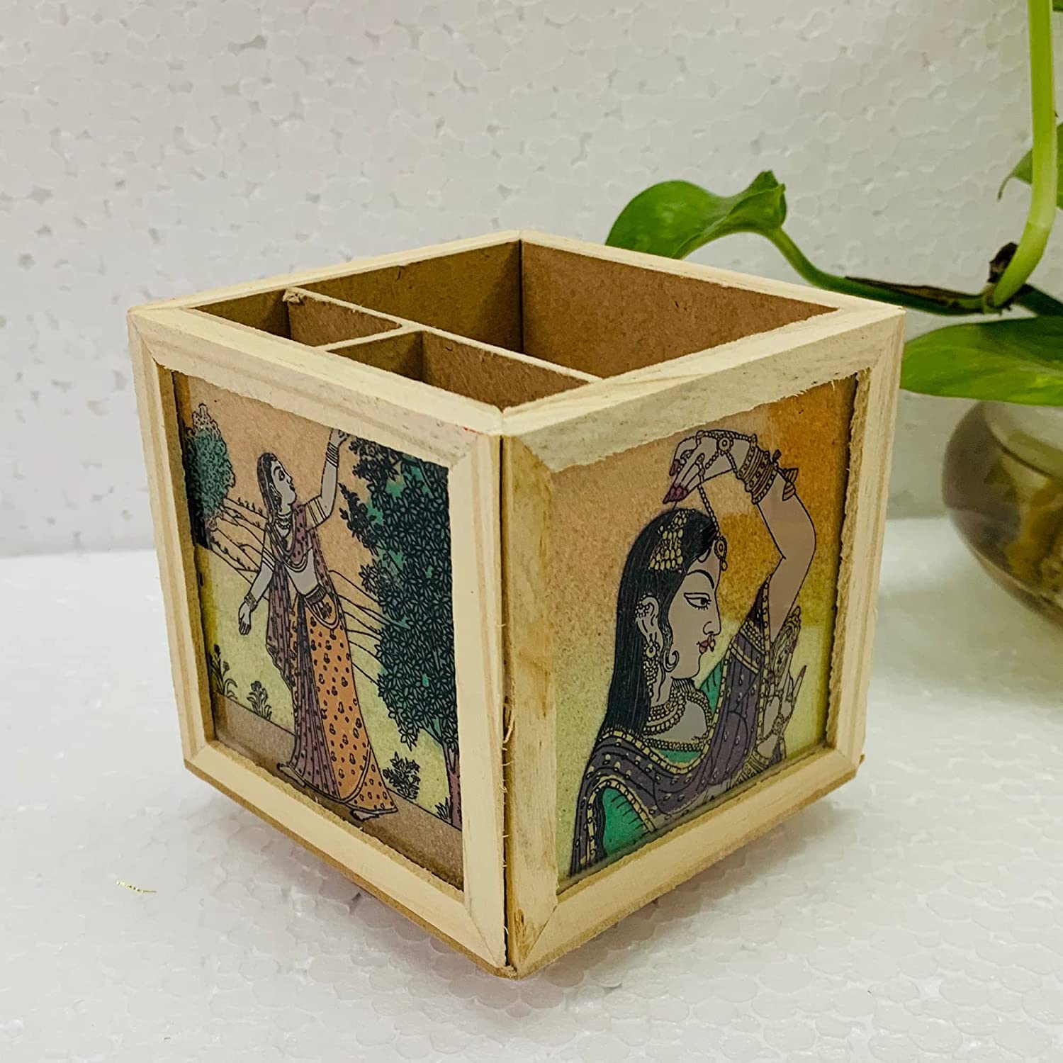 Wooden desk organizer with visiting card holder Santarms