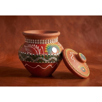 Santarms Small Traditional Govardhan Pooja Matki Decoration Handcrafted Matki | Home Decor for Diwali and Festive Celebrations, 1 Pieces