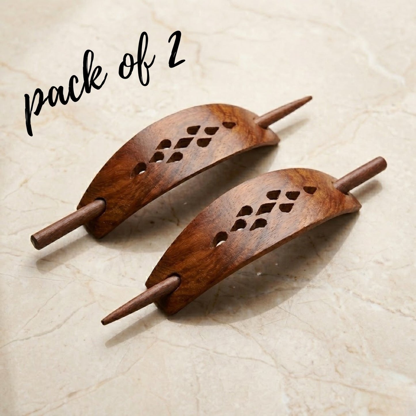 Santarms Handcrafted Wooden Juda Pin and Hair Slide Set (Pack of 2)