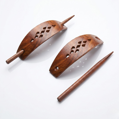 Santarms Handcrafted Wooden Juda Pin and Hair Slide Set (Pack of 2)
