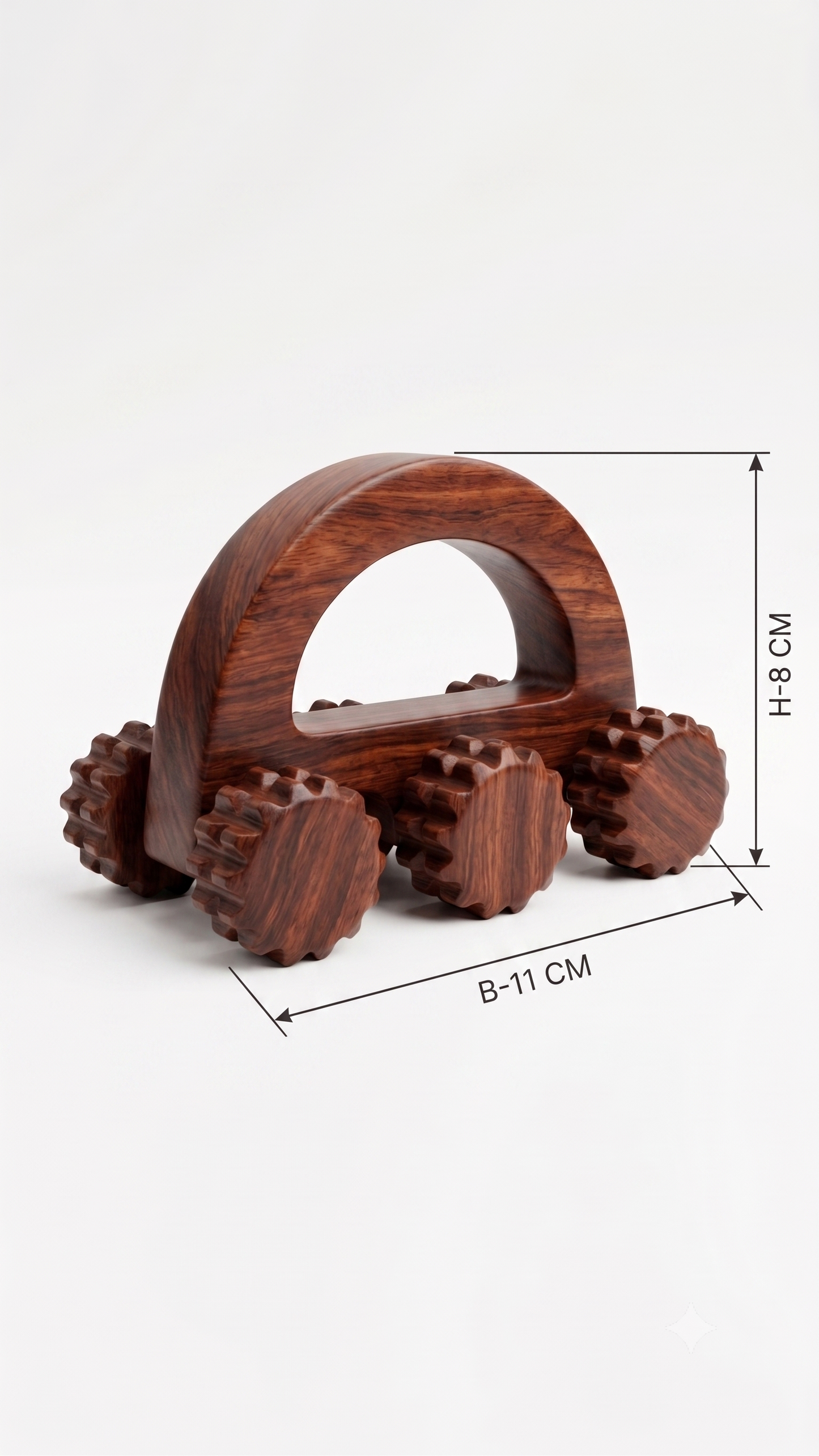 Santarms Wooden Handheld Massage Roller | 6-Wheel Acupressure Tool for Body & Back