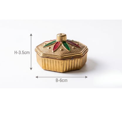 Santarms Traditional Hexagonal Meenakari Sindoor Box With Roli Chawal | Pack Of 6