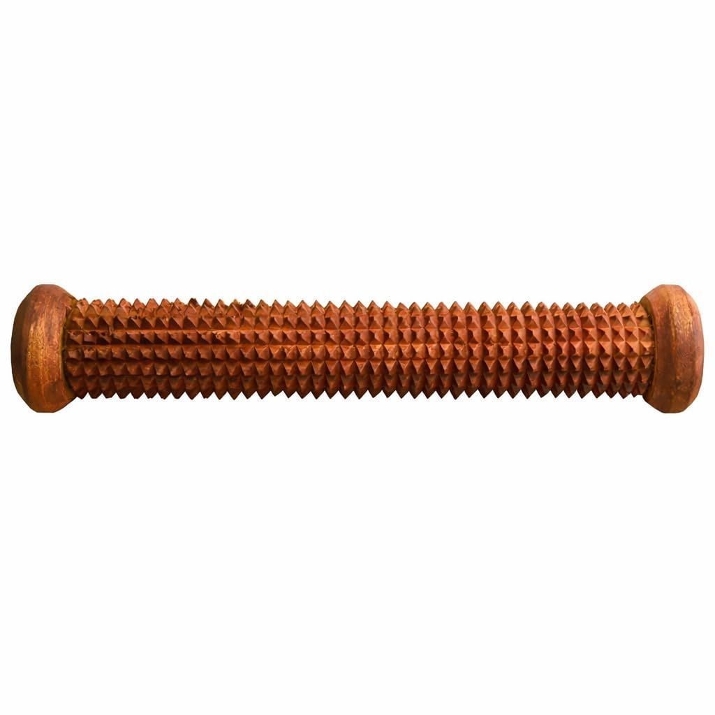 A single long cylindrical threaded rod or bolt with rounded ends, shown horizontally on a plain white background. The surface has a warm coppery-brown metallic finish.