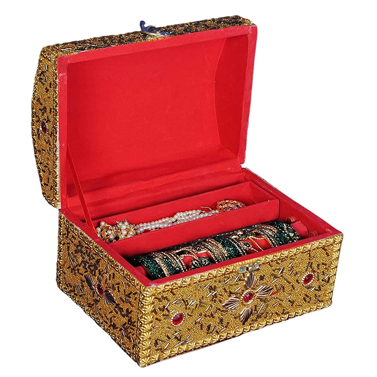 santarms Elegant Jewellery & Makeup Organizer Box for Women - Stylish Vanity Storage Box for Bangles, Chudi Sets, Earrings, Rings, and Makeup Accessories | Durable & Portable Design