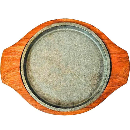 santarms sizzler Plate with Wooden Stand Sizzler Plate with Dish Sizzling