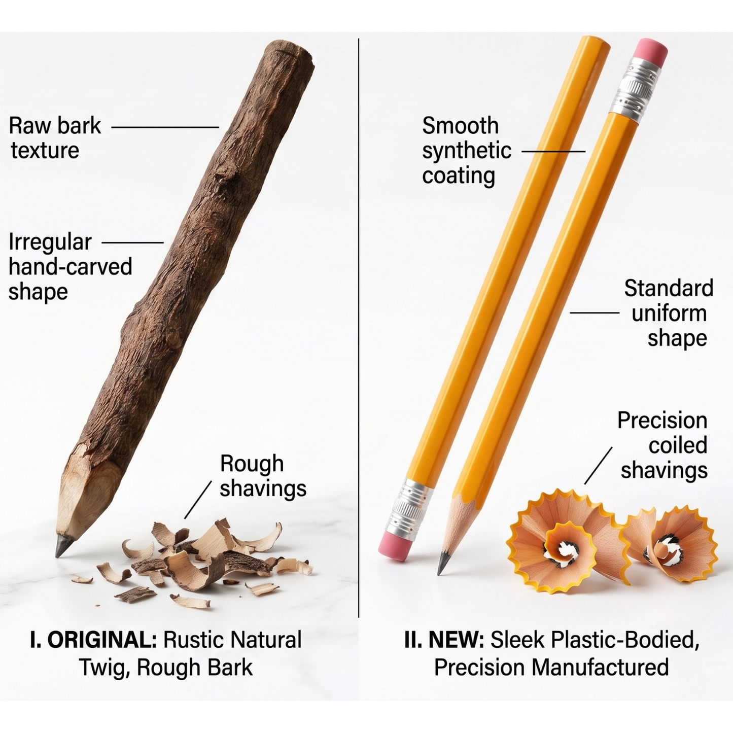 Santarms Natural Wooden Twig Pencil - Rustic Handmade Graphite