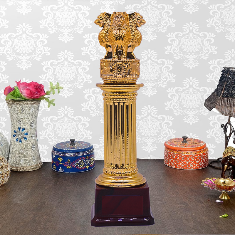 Santarms Ashoka Pillar or Ashoka Stambh for Judiciary, Advocate Table, Gifts, Car Accessories Dashboard, Medal Trophy or Award 12 inch