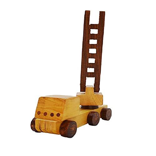 Santarms Handmade Wooden Ladder Truck Toy (23 cm),[Golden Brown Colour]-  Toy for Kids and Home and Office d cor showpiece -grahpravesham Item-grah  pravesh Gift-use as a Gift