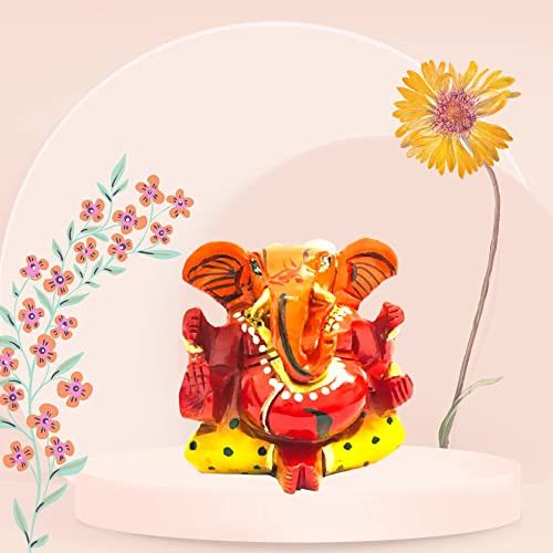 Santarms wooden ganesha idol siddhivinayak murti Ganesha ji - Showpiece for table top - home temple fine handmade wooden idol lord ganesha Ganapathi , ganesh - best for car dashboard gift items 2 inch