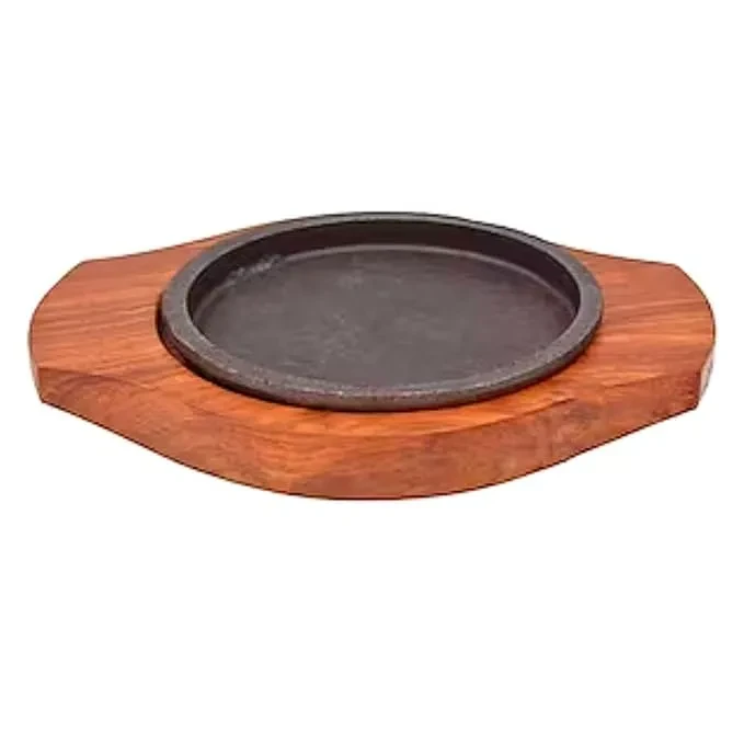 santarms sizzler Plate with Wooden Stand Sizzler Plate with Dish Sizzling