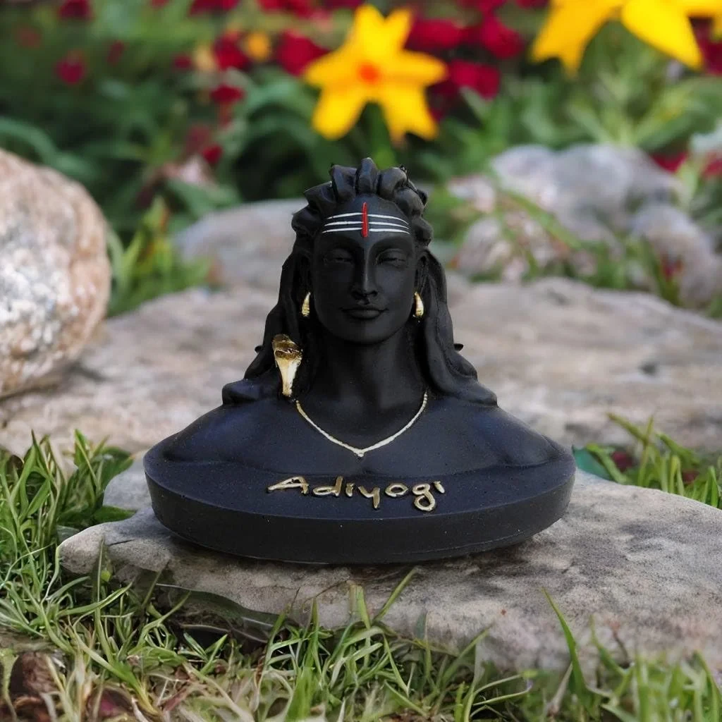 santarms Adiyogi Shiva Statue Polyresin Showpiece for Home Decoartion, Handicraft Showpiece, Ideal Gift, Black Color Decorative