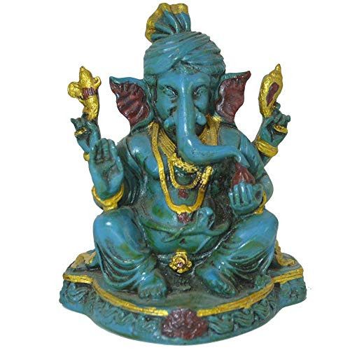 santarms Handcrafted Marble Turquoise Ganesh(11cm) Sky Blue-Showpiece for Table top- Home, Temple -fine Handmade-Idol Lord Ganesha (ganapathi, Ganesh)- Best for Gifting