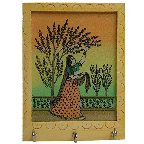 santarms Handcrafted Wooden Key Holder (6cm)-Wall Hanging Decorative Key/Hanger-Safe Key Holder-Brown Colour