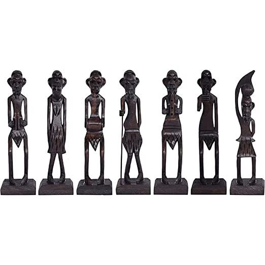 santarms Wooden African Zulu Tribal Musician Men -Home d cor, Office d cor,-(16.5) cm Handicraft showpieces- Ideal Gift