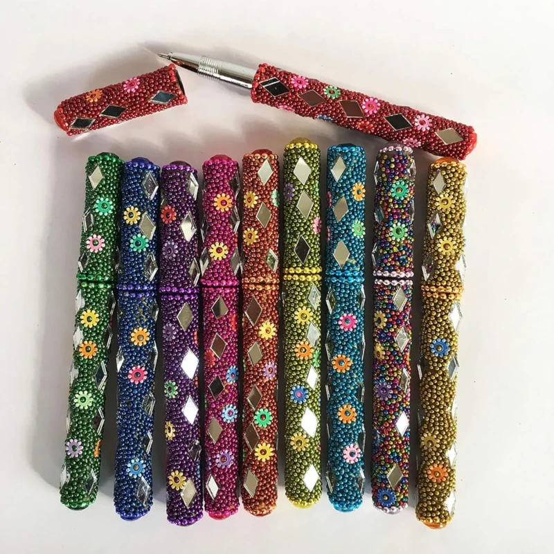 santarms Handmade Colorful Ball Pens - Cute Stationery Items for Study Table, Office Desk, Crafts Lakh Handwork Perfect Souvenir Gift