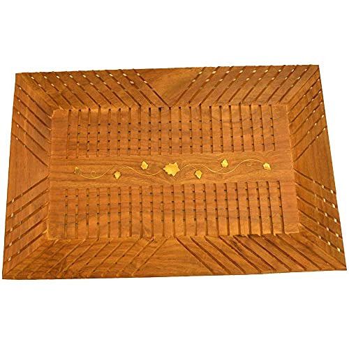 Santarms Handcrafted Woodcraft Tray Set (23x35x4)cm [brown colour]- for kitchen, dining,serving-for welcoming guests,for home office and multipurpose use-grahpravesham item-grah pravesh gift- Use as a