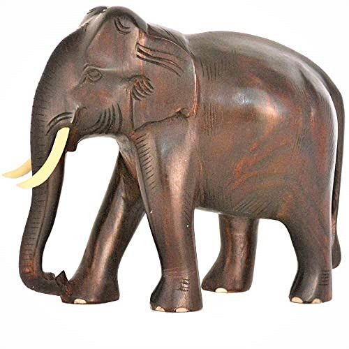 Santarms Handmade Wooden Elephant Statue 8 inch