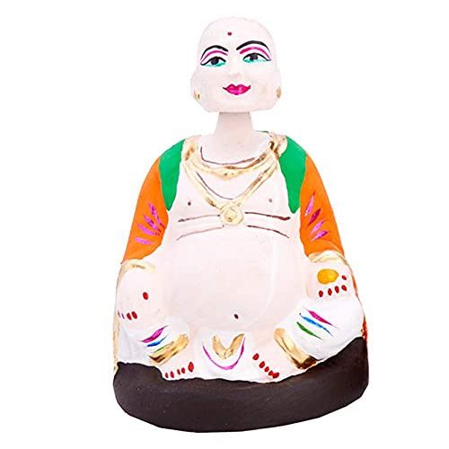 Santarms Tanjore Thatha Patti Dolls 8 Inch Grand Dada (Orange) Paper Mache