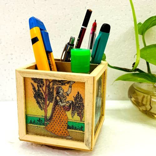 Santarms Stylish Pen Pencil Stand for Office Table Visiting Card Holder Accessories Study Desk Organizer dispensers or Holders Decorative Items Products Supplies & Storage Supplies, Organisers