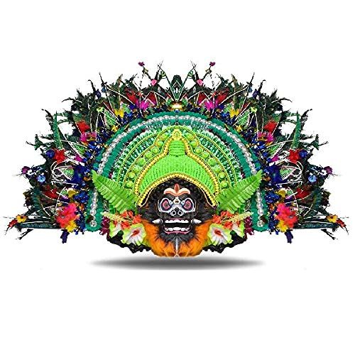 santarms handicrafts Ashur or Assur purulia art of folk chhau dance face mask | best home d?cor wall decorative hanging showpiece bengal chau crafts - handmade product by chhau | big size
