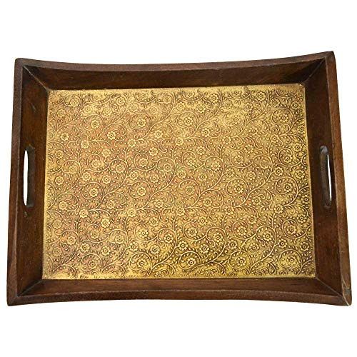 Santarms Brass Wooden Serving Tray