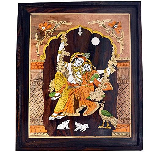 Santarms Handcrafted Radha Krishna in Vrindavan Inlay Painting