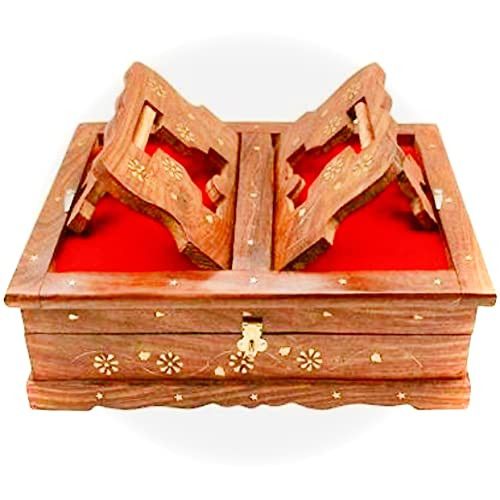 Santarms Handmade Quran Box Fordable Wooden Rehal Holy Books Stand Quran Box Stand | Book Stand For Reading | Rihal Stand For Quran | Holy Book Stand For Reading Stand | Holy Stand | Quran Stand