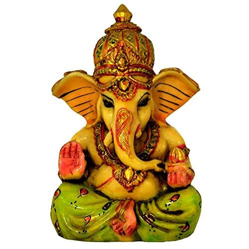 santarms Handmade Lord fine Ganesh(14 cm) Multicolour -Showpiece for Table top- Home, Temple -fine Handmade-Idol Lord Ganesha (ganapathi, Ganesh)- Best for Gifting